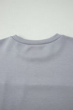 Gray Raw Seam Color Block Camouflage Patchwork Casual Tee