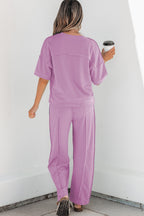 Mint Green Drop Shoulder Boxy Tee and Barrel Pants Set