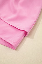 Bright Pink Crossed Waist Tiered Flowy Shorts