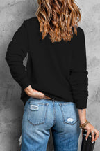 Black Sequin mardi gras Fleur de Lis Graphic Pullover Sweatshirt