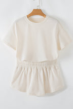 Black 2pcs Cropped Tee and Ruffle High Waist Skort Set