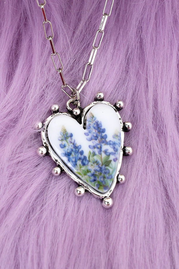 Blooming Heart Silvertone Necklace
